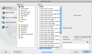 new document dialog