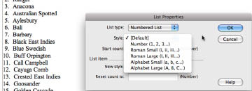 list properties