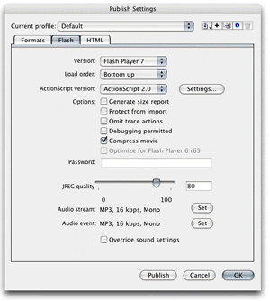 publish settings